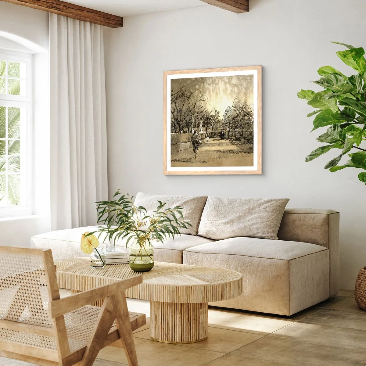 Plakat w ramie jasny dąb - Piórkiem zatrzymana chwila - 50x50 cm