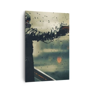 Obraz na płótnie - Cybernetyczny wojownik z futurystycznym uzbrojeniem - 70x100cm - Zabójcza broń - twój własny Terminator - Nowoczesna dekoracja ścienna do salonu i sypialni ARTTOR