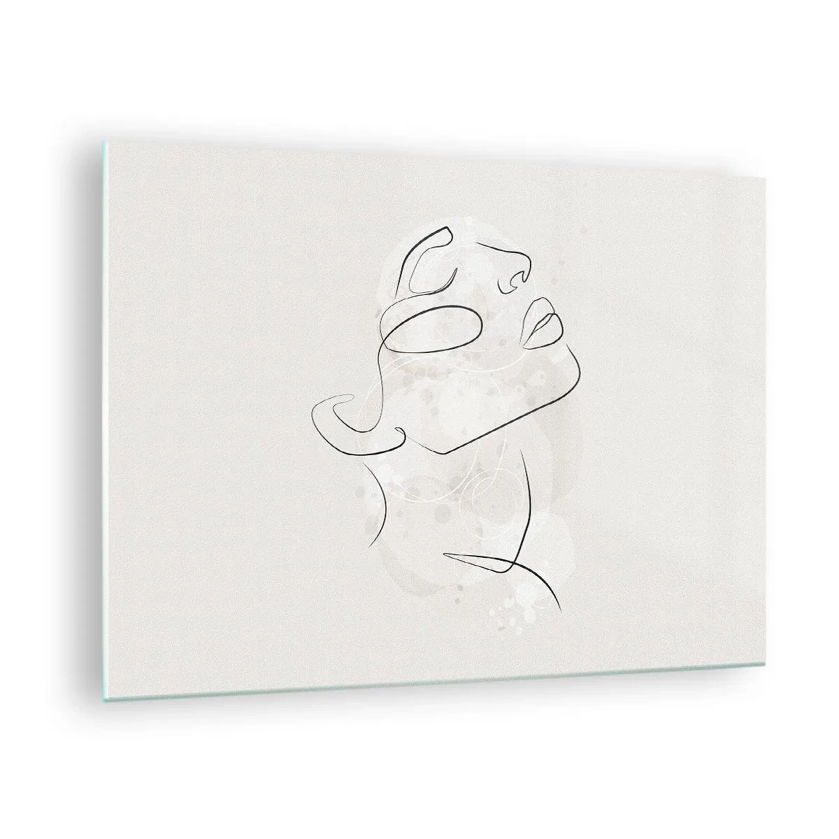 Obraz na szkle - Minimalistyczna twarz kobiety narysowana jedną linią - 70x50cm - Zarys marzenia - Nowoczesna dekoracja ścienna do salonu i sypialni ARTTOR