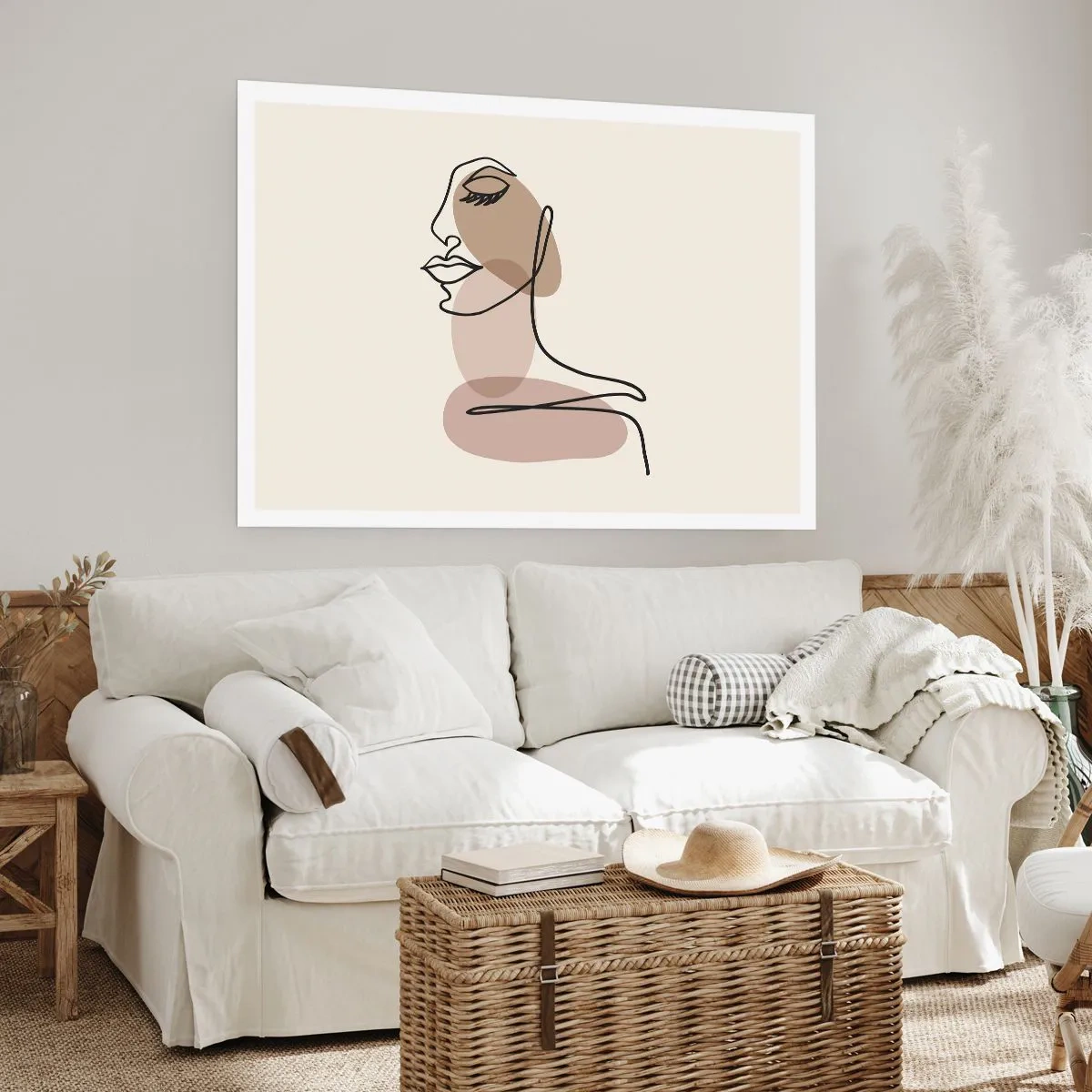 Plakat - Kobiecy profil w minimalistycznym stylu line art - 100x70cm - Pewna linia piękna - Nowoczesna dekoracja ścienna do salonu i sypialni ARTTOR