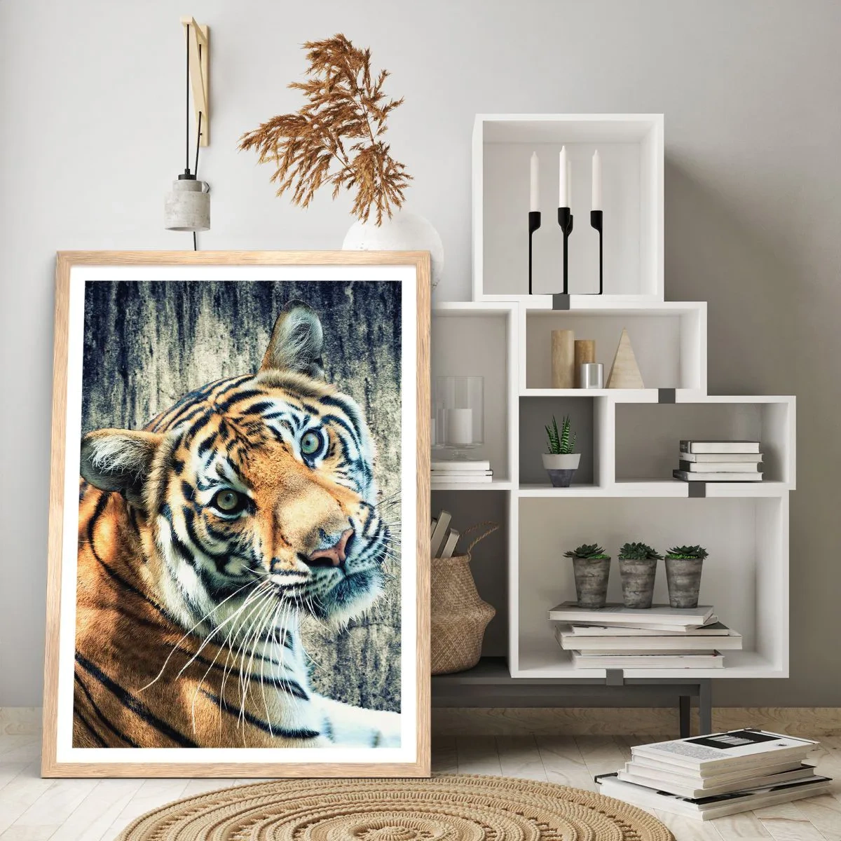 Plakat w ramie jasny dąb - Portret w strugach światła - 30x40 cm