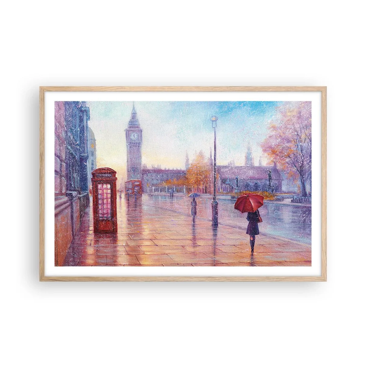Plakat w ramie jasny dąb - Londyński jesienny dzień - 91x61 cm