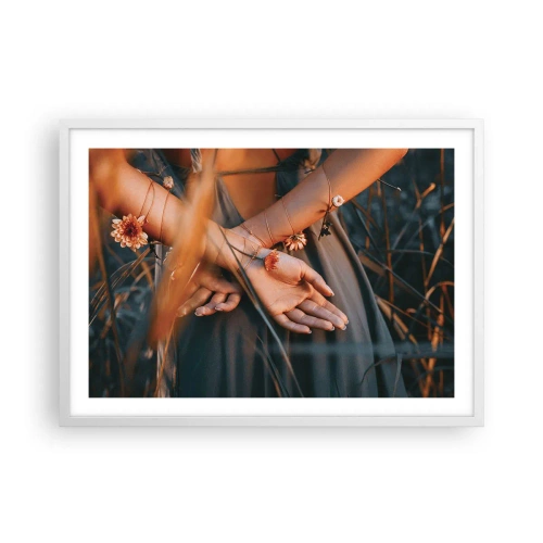 Plakat w białej ramie - Związana z naturą - 70x50 cm