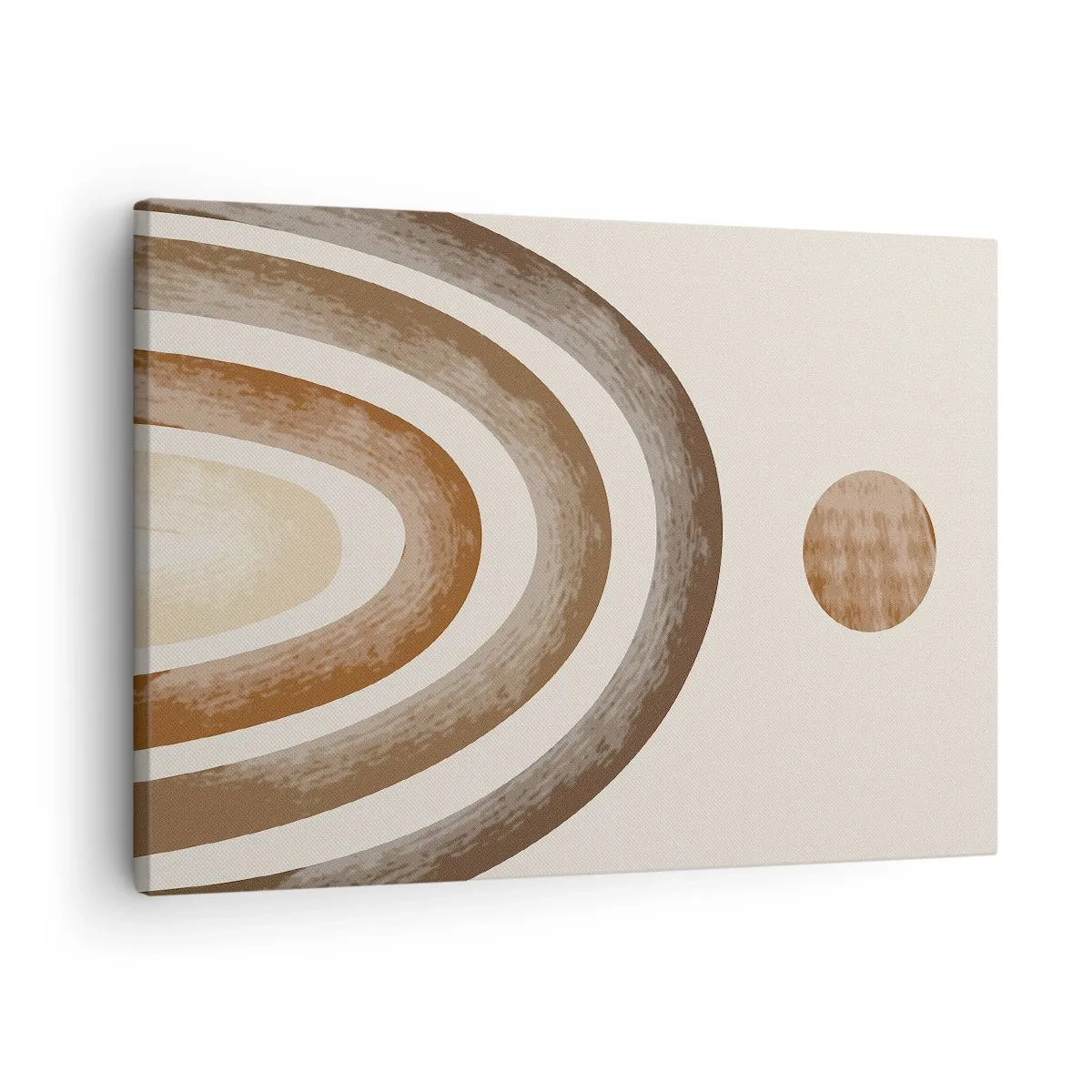 Obraz na płótnie - Geometryczny motyw planetarny w odcieniach brązu - 70x50cm - W odległej galaktyce - Nowoczesna dekoracja ścienna do salonu i sypialni ARTTOR