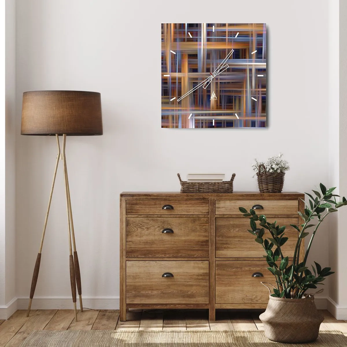 Zegar ścienny - Abstrakcyjne wzory geometryczne w pastelowych barwach - 30x30cm - Utkane ze światła - Nowoczesna dekoracja ścienna do salonu i sypialni ARTTOR