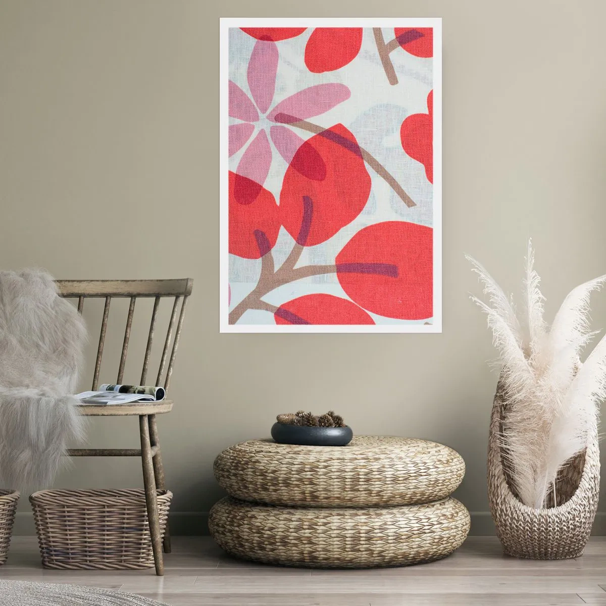 Plakat - Kompozycja kwiatowa w różu - 70x100 cm