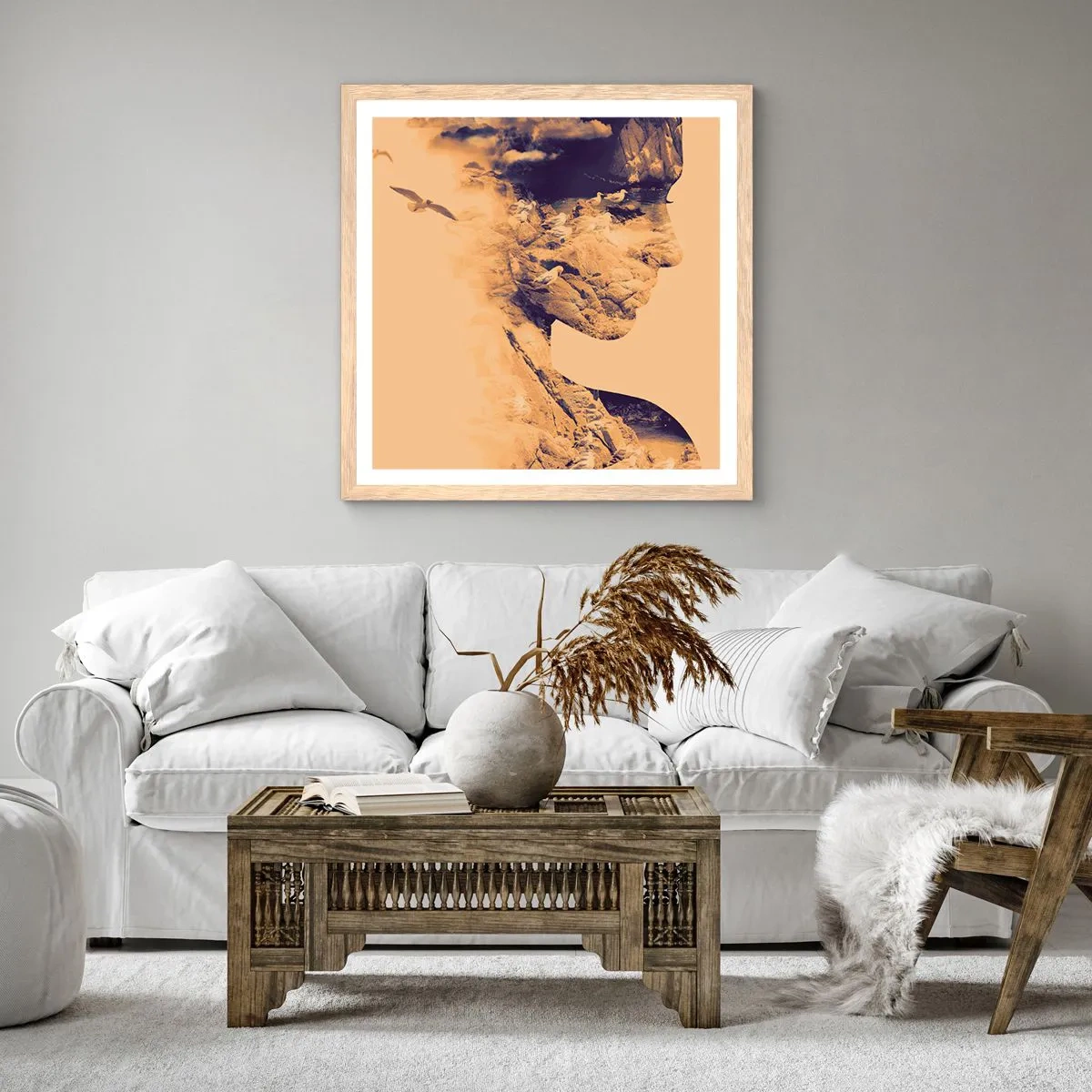 Plakat w ramie jasny dąb - Piękna z natury - 60x60 cm