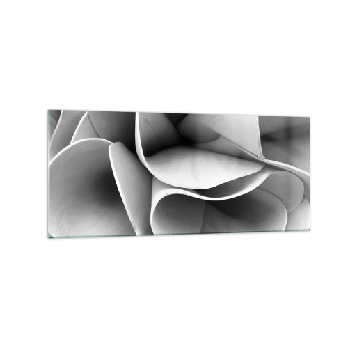 Obraz na szkle - Czarno-białe detale abstrakcyjnych form - 120x50cm - Dzieje się w przestrzeni - Nowoczesna dekoracja ścienna do salonu i sypialni ARTTOR