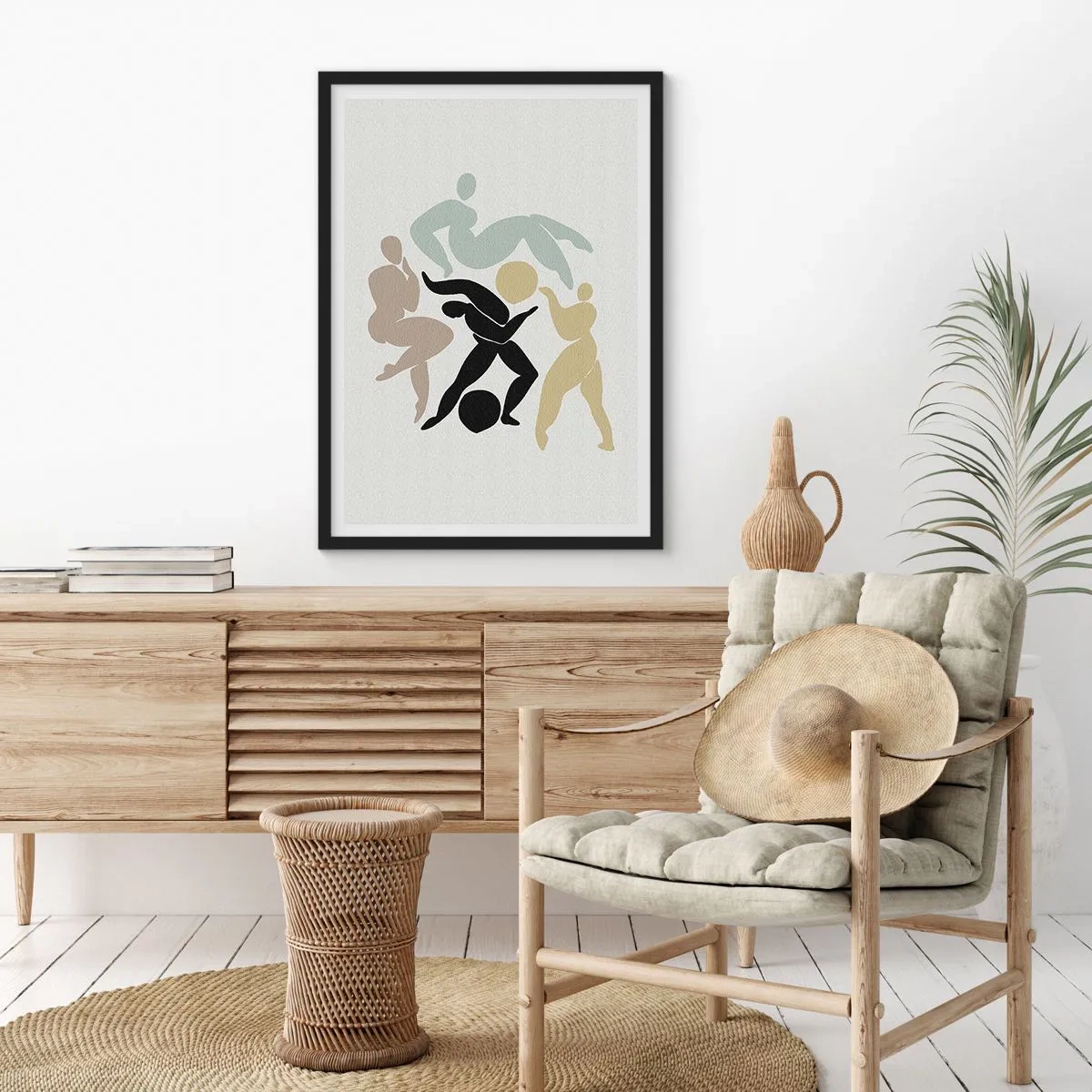 Plakat w czarnej ramie - Abstrakcyjne sylwetki postaci w dynamicznym ruchu - 50x70cm - Ruch dla zdrowia i dla urody - Nowoczesna dekoracja ścienna do salonu i sypialni ARTTOR