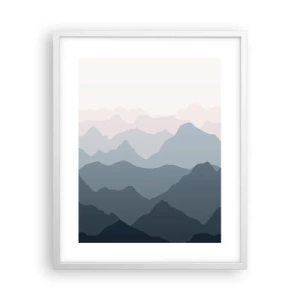 Plakat w białej ramie - Fale gór - 40x50 cm