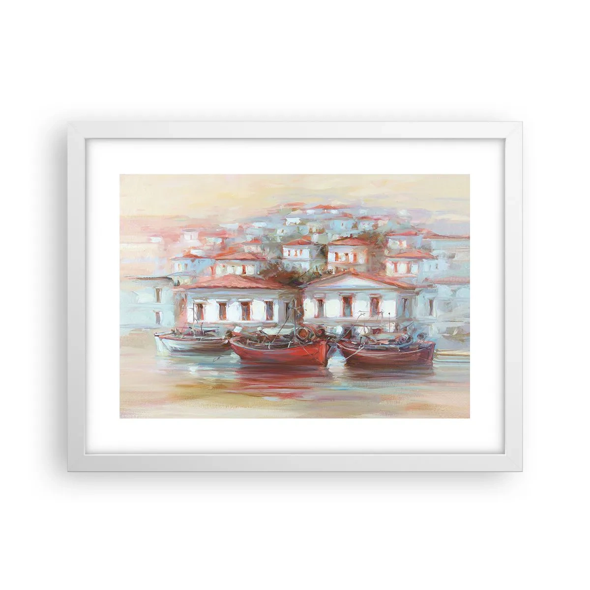 Plakat w białej ramie - Szczęśliwe miasteczko - 40x30 cm