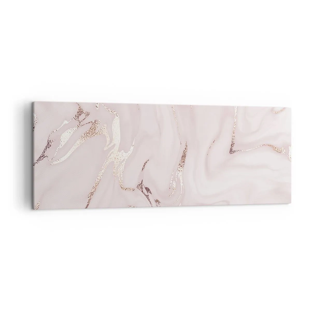 Obraz na płótnie - Elegancka abstrakcja w odcieniach różu i złota - 140x50cm - W różowym szale - Nowoczesna dekoracja ścienna do salonu i sypialni ARTTOR