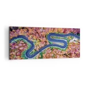 Obraz na płótnie - Krętą drogą poprzez las - 100x40 cm