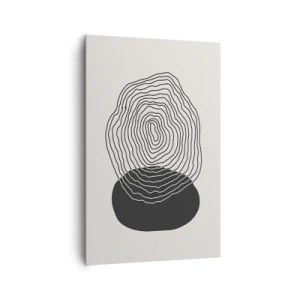 Obraz na płótnie - Abstrakcyjny wzór z liniami i kształtami w czerni i bieli - 80x120cm - Trwanie i drganie - Nowoczesna dekoracja ścienna do salonu i sypialni ARTTOR