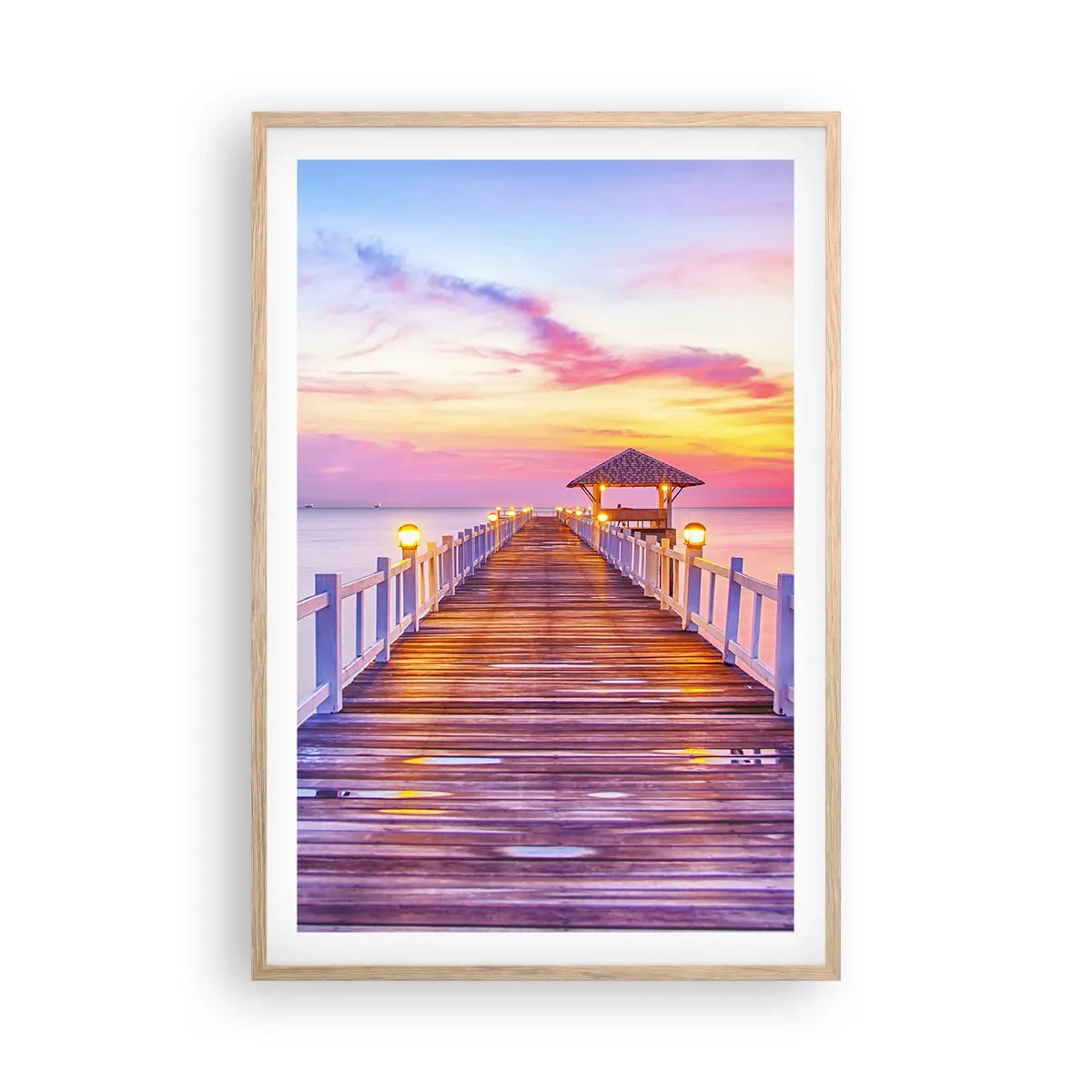 Plakat w ramie jasny dąb - Liliowo-złota cisza wieczoru - 61x91 cm