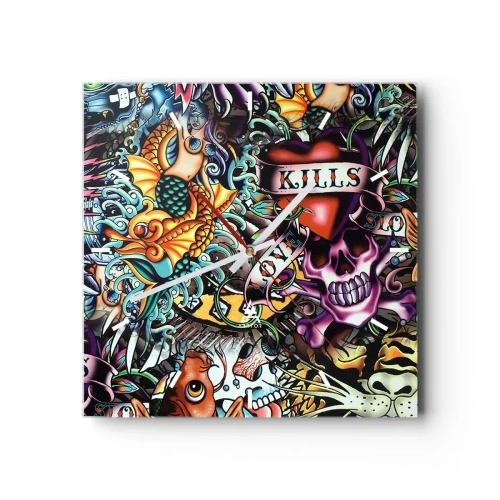 Zegar ścienny - Sen tatuażysty - 40x40 cm