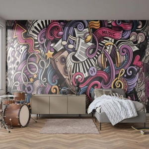 Fototapeta Standard Eco - Skomplikowana melodia - Muzyka, Mural, Graffiti - 350x256 cm