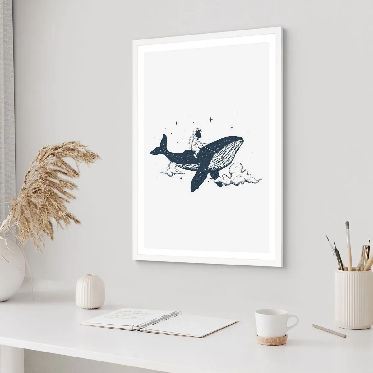 Plakat w białej ramie - Kosmiczna przygoda - 50x70 cm