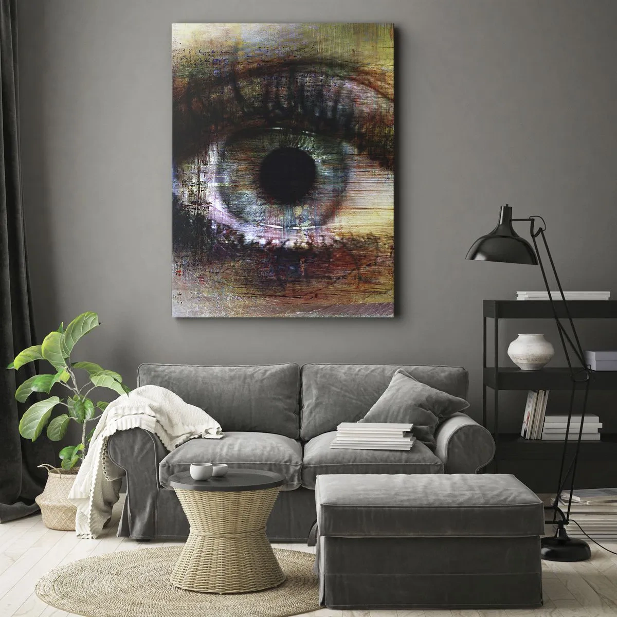 Obraz na płótnie - Artystyczne oko w wielobarwnej abstrakcji - 70x100cm - Można zajrzec w duszę - Nowoczesna dekoracja ścienna do salonu i sypialni ARTTOR