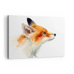 Obraz na płótnie - Rudy lis w akwarelowym stylu na białym tle - 120x80cm - Ostrożności nigdy za wiele - Nowoczesna dekoracja ścienna do salonu, kuchni i sypialni ARTTOR