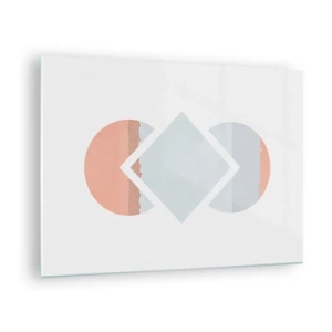 Obraz na szkle - Pastelowy romb w centrum między półkolami na białym tle - 70x50cm - Sytuacja jest jasna - Nowoczesna dekoracja ścienna do salonu i sypialni ARTTOR