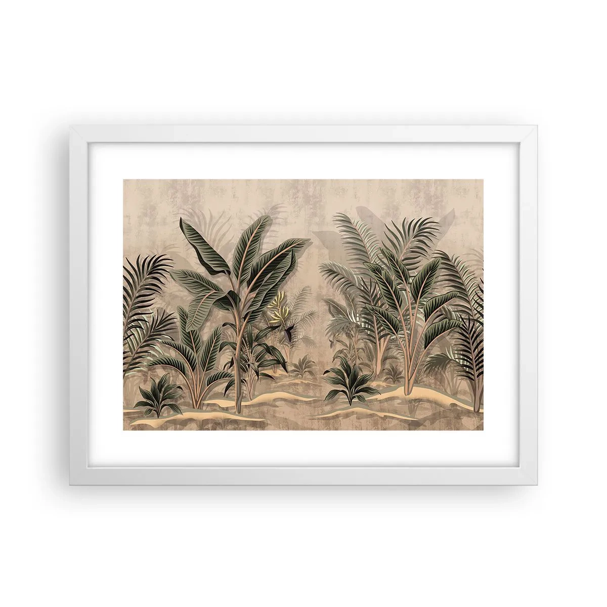 Plakat w białej ramie - Rycina w kolonialnym stylu - 40x30 cm