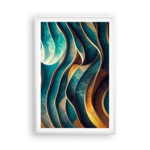 Plakat w białej ramie - Meandry błękitu - 61x91 cm