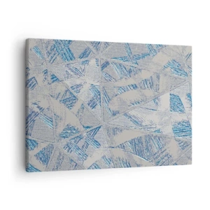 Obraz na płótnie - Geometryczne wzory w odcieniach błękitu i szarości - 70x50cm - W szaroniebieskim labiryncie - Nowoczesna dekoracja ścienna do salonu i sypialni ARTTOR