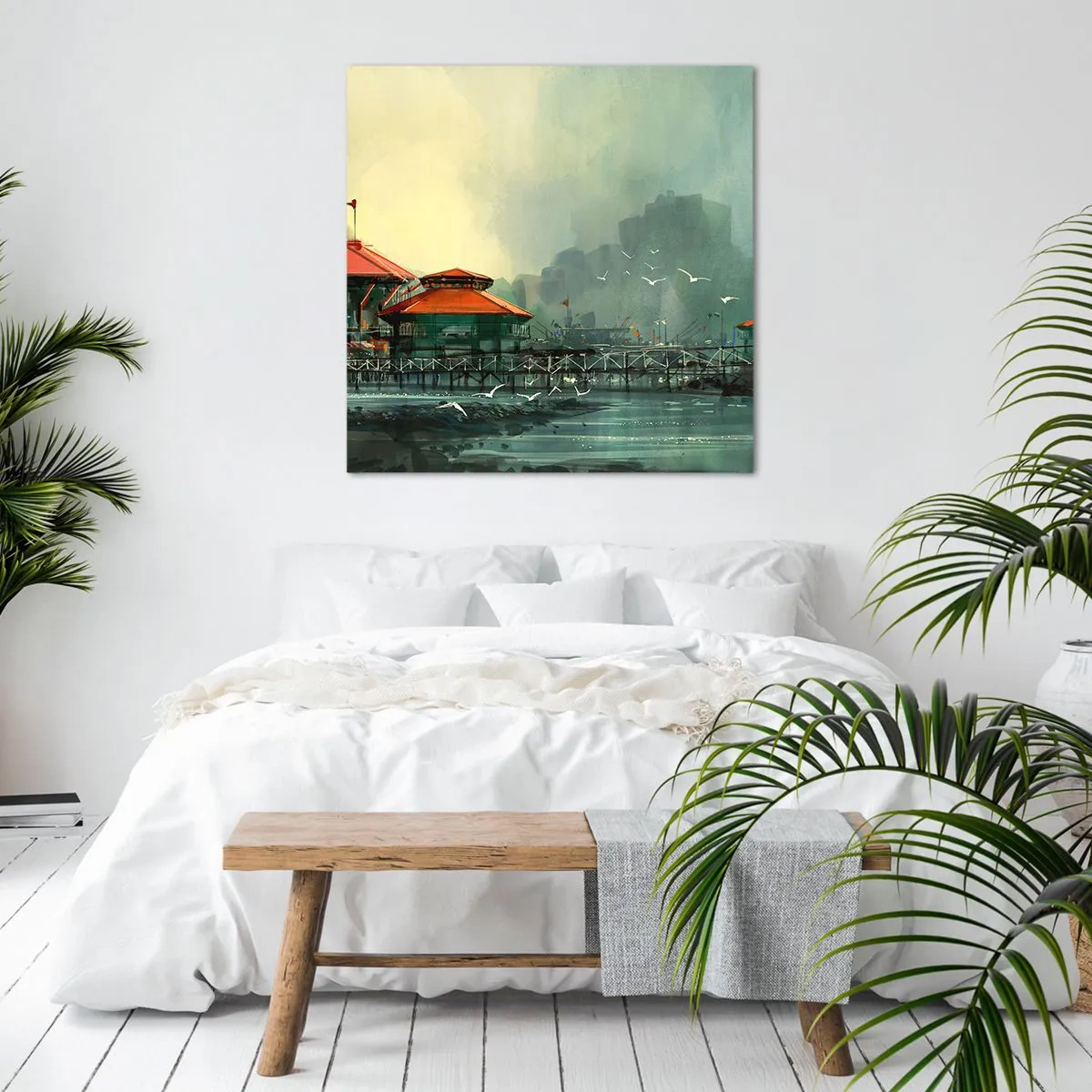 Obraz na płótnie - Słotny dzień w porcie - 60x60 cm