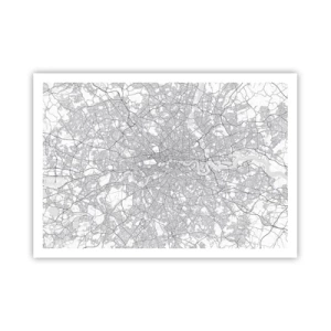 Plakat - Minimalistyczna mapa miasta w odcieniach szarości - 100x70cm - Mapa londyńskiego labiryntu - Nowoczesna dekoracja ścienna do salonu i sypialni ARTTOR