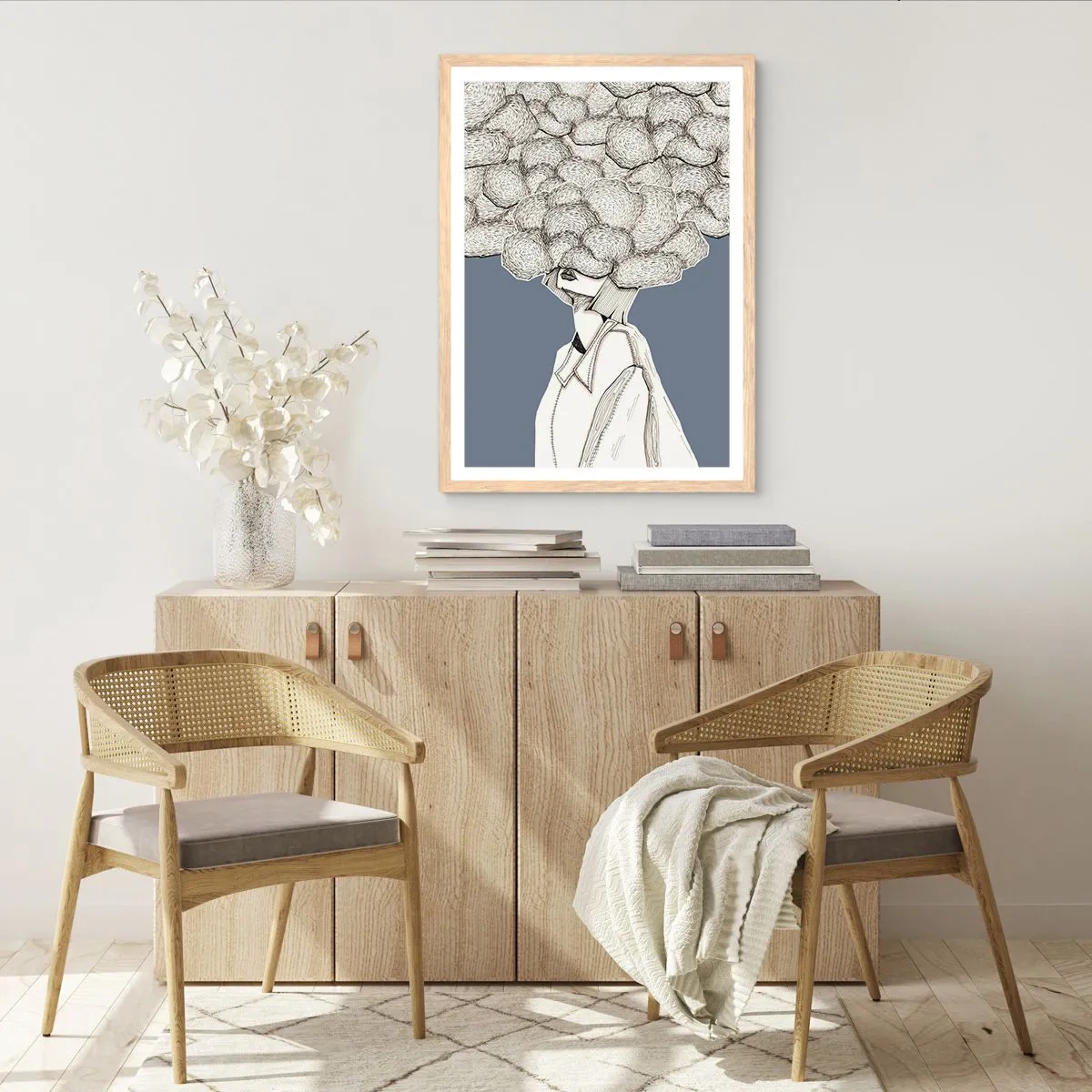 Plakat w ramie jasny dąb - Z głową w chmurach - 61x91 cm