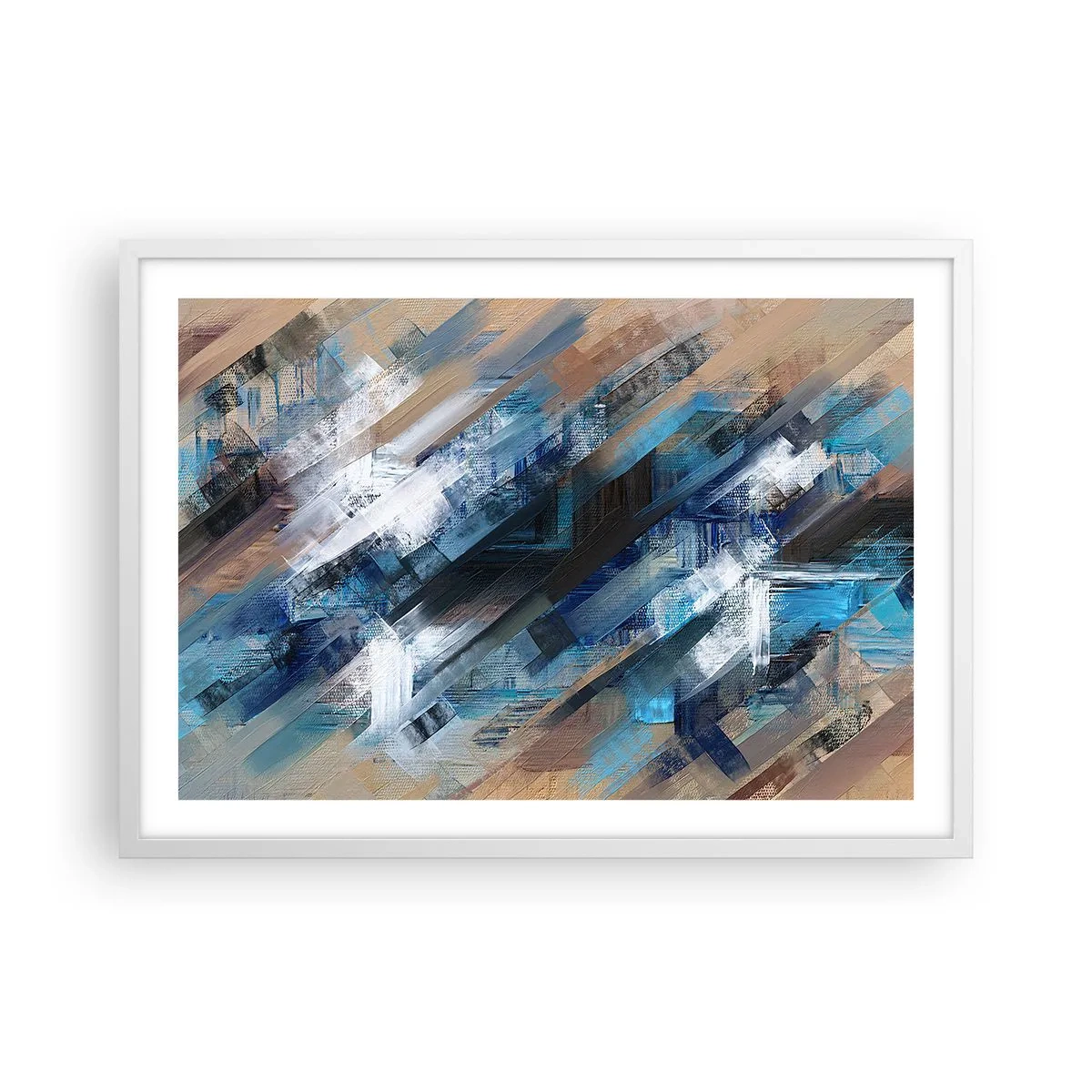 Plakat w białej ramie - Po błękitnym skosie - 70x50 cm