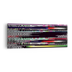 Obraz na płótnie - Kolorowe linie i piksele w abstrakcyjnym stylu - 140x50cm - Obraz konrolny rzeczywistości - Nowoczesna dekoracja ścienna do salonu i sypialni ARTTOR