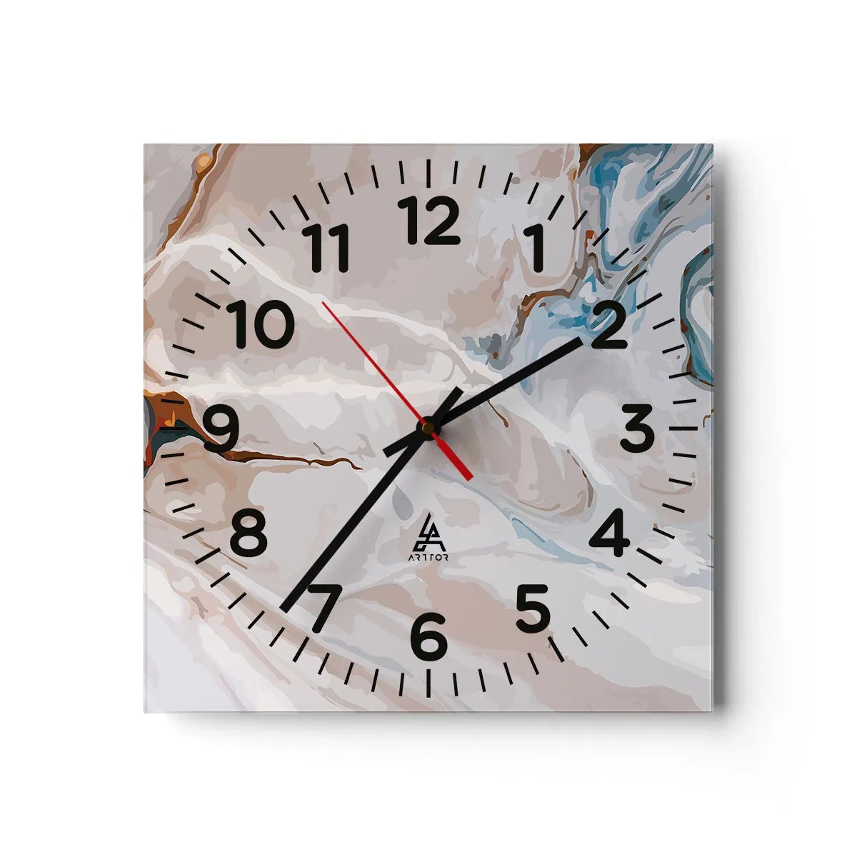 Zegar ścienny - Błękitne meandry pod bielą - 30x30 cm
