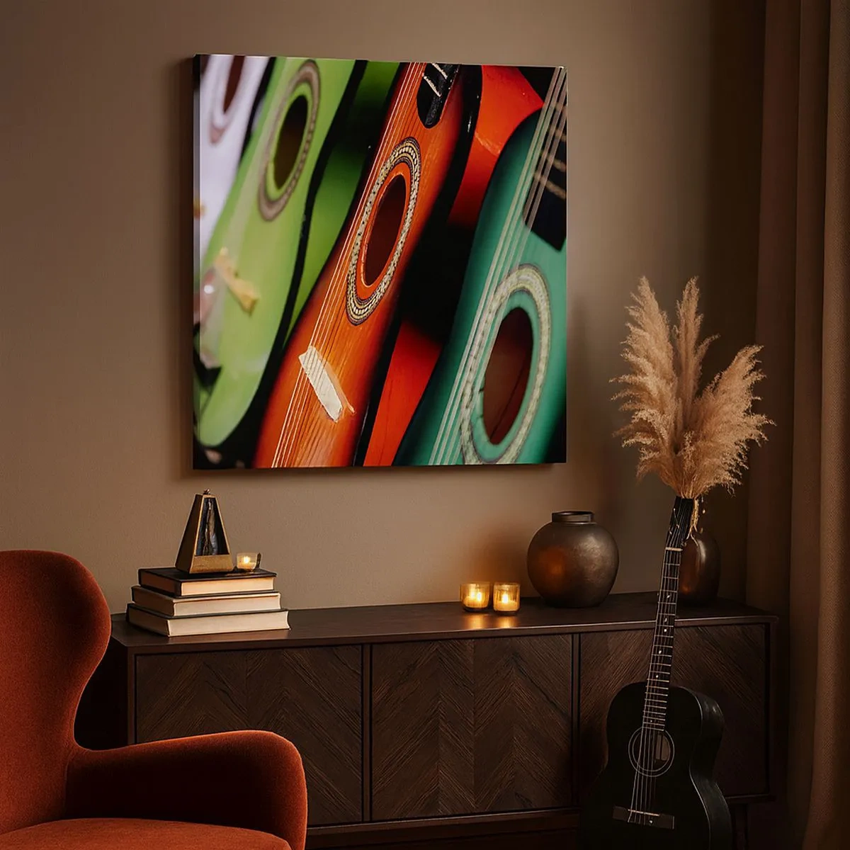 Obraz na płótnie - Gitara ma wiele barw - 30x30 cm