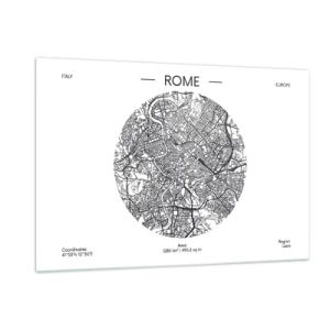 Obraz na szkle - Mapa Rzymu w formie szczegółowego rysunku ulicznego - 120x80cm - Anatomia Rzymu - Nowoczesna dekoracja ścienna do salonu, kuchni i sypialni ARTTOR