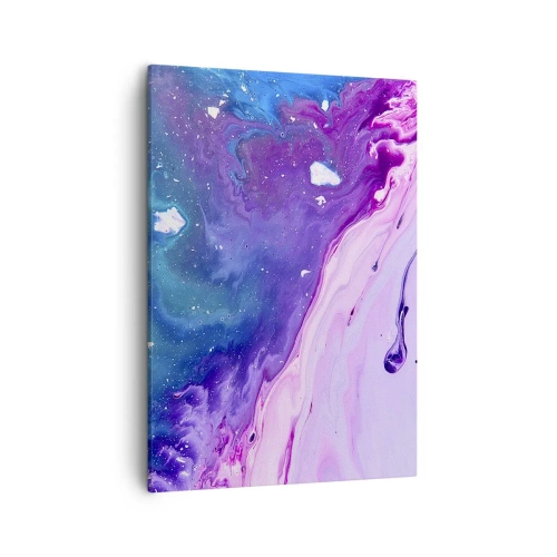 Obraz na płótnie - Abstrakcyjna mieszanka fioletu, różu i błękitu w płynnej formie - 50x70cm - Yin i yang - Nowoczesna dekoracja ścienna do salonu, kuchni i sypialni ARTTOR