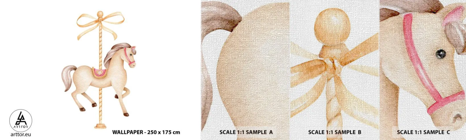 Fototapeta Próbka Premium Canvas - Wdzięcznym kłusem - Koń, Karuzela, Dziewczęcy - 100x30 cm