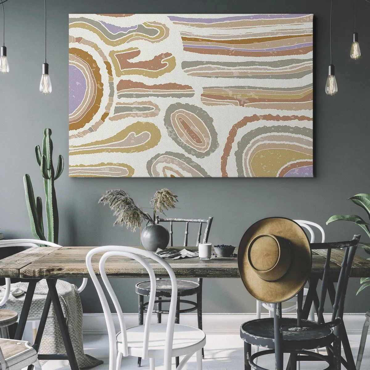 Obraz na płótnie - Kolorowe przekroje abstrakcyjnych kształtów - 70x50cm - Barwne przekroje - Nowoczesna dekoracja ścienna do salonu i sypialni ARTTOR