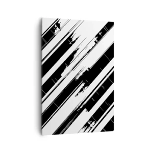 Obraz na płótnie - Czarno-białe linie i geometryczne wzory w nowoczesnym stylu - 70x100cm - Kompozycja intensywna i dynamiczna - Nowoczesna dekoracja ścienna do salonu i sypialni ARTTOR