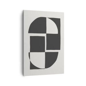 Obraz na płótnie - Abstrakcyjne kształty geometryczne w czerni i bieli - 70x100cm - Antyteza – synteza - Nowoczesna dekoracja ścienna do salonu i sypialni ARTTOR