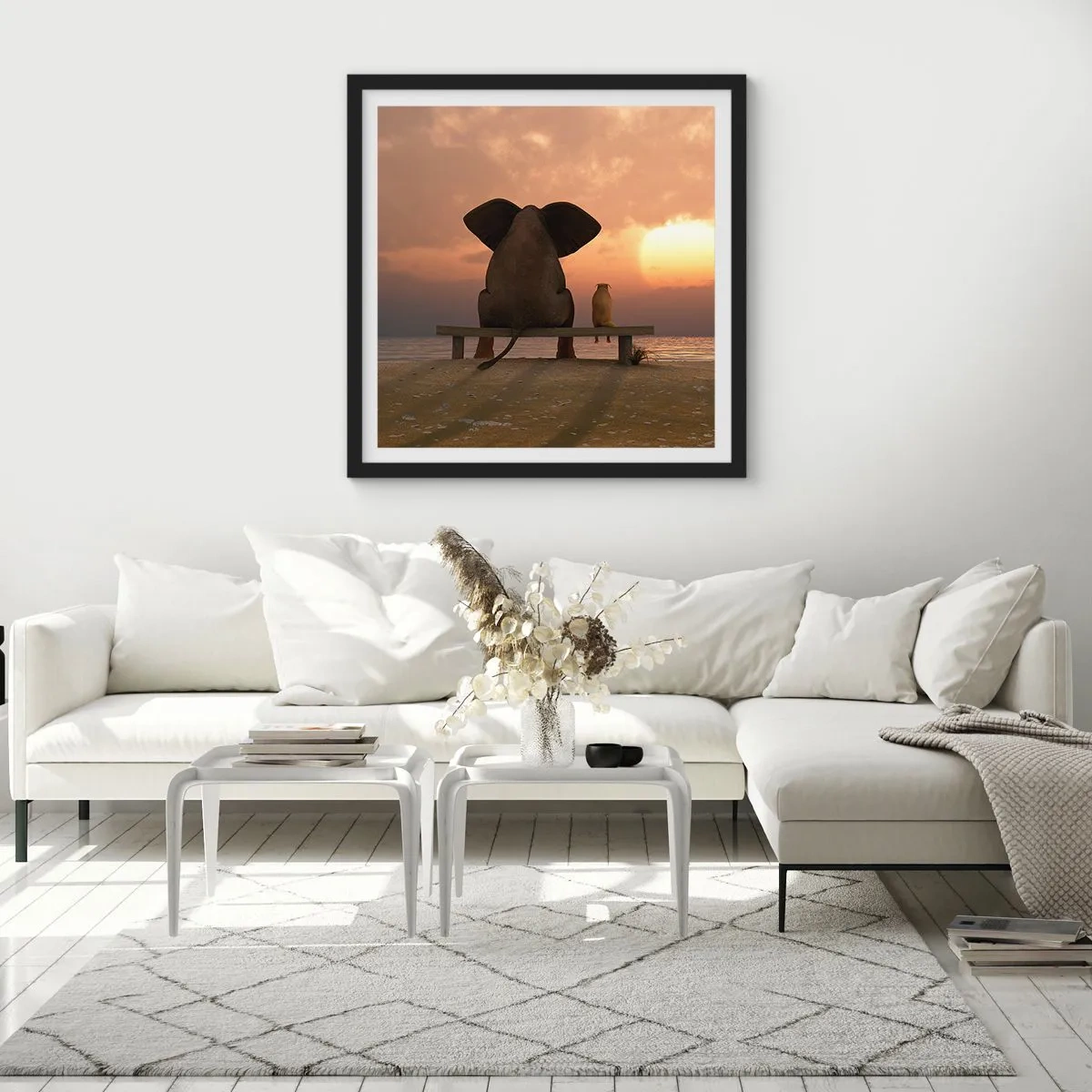 Plakat w czarnej ramie - Dobrze jest razem pomilczeć - 30x30 cm