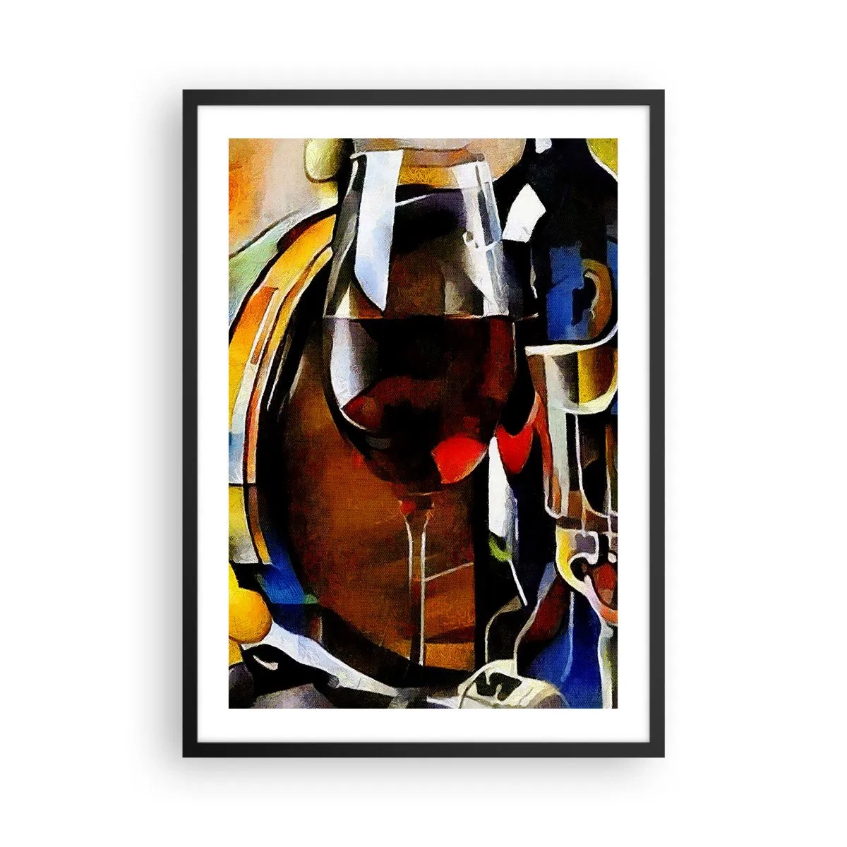Plakat w czarnej ramie - Kieliszek czerwonego wina w artystycznym ujęciu - 50x70cm - I świat nabiera barw - Nowoczesna dekoracja ścienna do salonu i sypialni ARTTOR