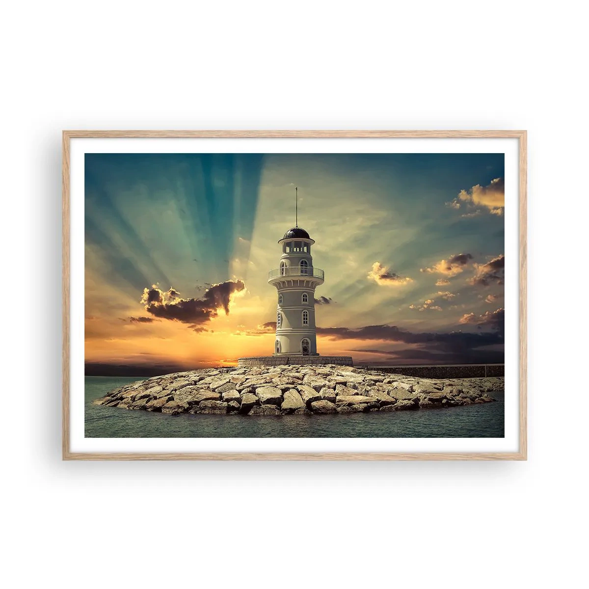 Plakat w ramie jasny dąb - Światło - Dobro - Piękno - 100x70 cm