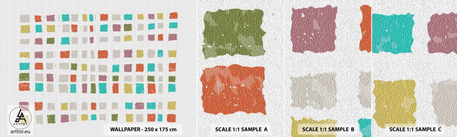 Fototapeta Próbka Standard Eco - Nieznana gra - Pastelowe, Kwadraty, Minimalizm - 100x30 cm