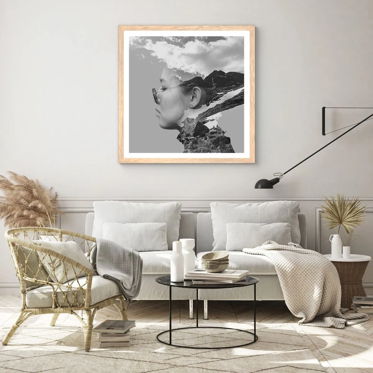 Plakat w ramie jasny dąb - Portret górny i chmurny - 40x40 cm