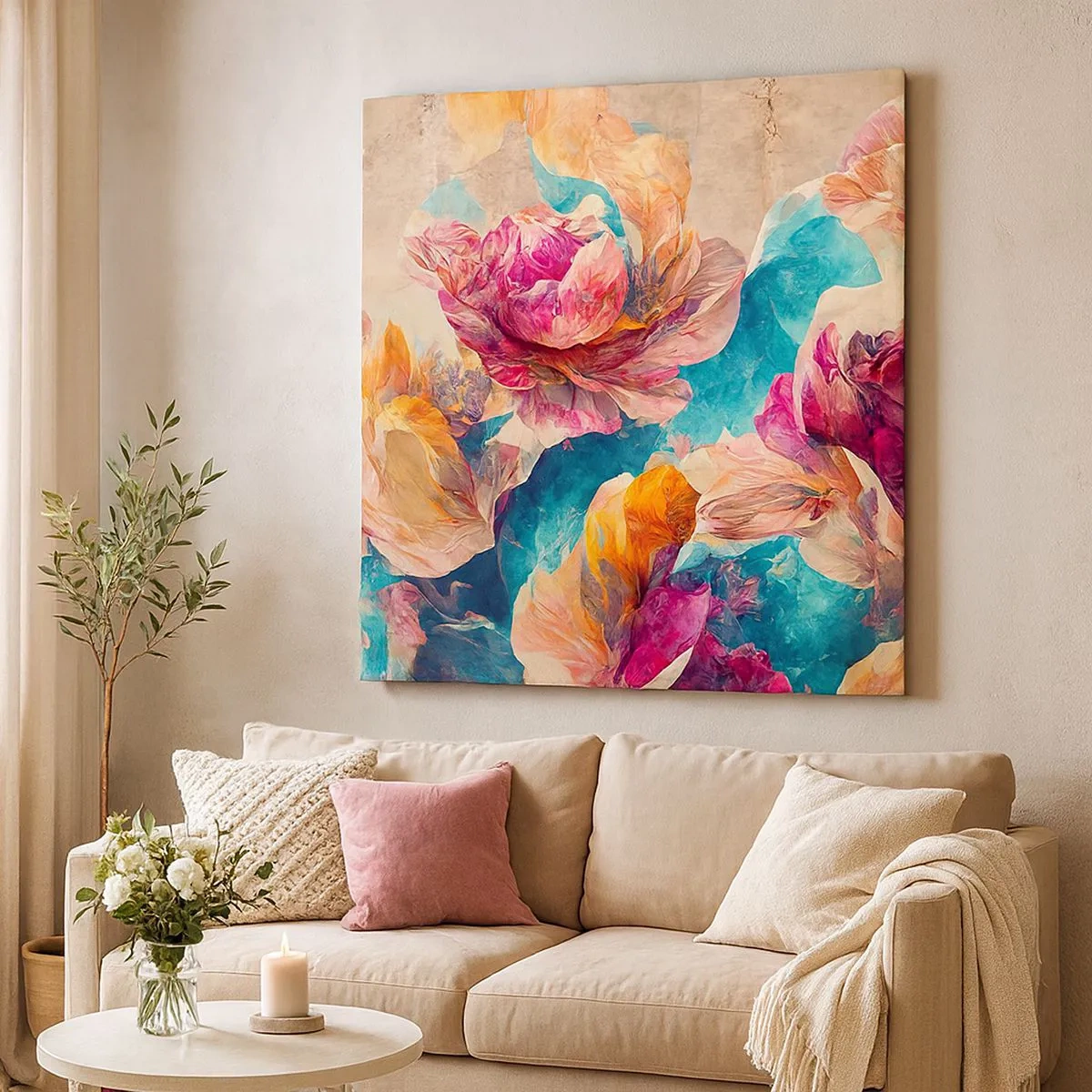 Obraz na płótnie - Barwny przepych bukietu - 30x30 cm