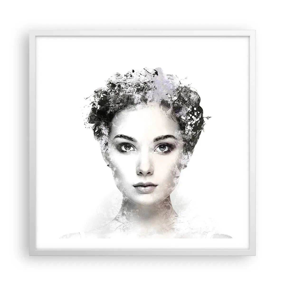 Plakat w białej ramie - Portret niezwykle stylowy - 60x60 cm