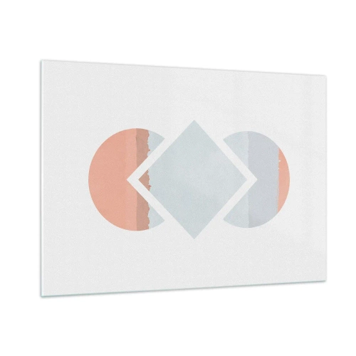 Obraz na szkle - Pastelowy romb w centrum między półkolami na białym tle - 100x70cm - Sytuacja jest jasna - Nowoczesna dekoracja ścienna do salonu, kuchni i sypialni ARTTOR
