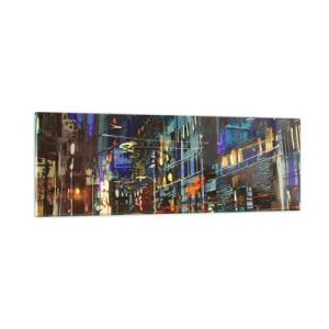Obraz na szkle - Wieczorny gwar ulicy - 90x30 cm
